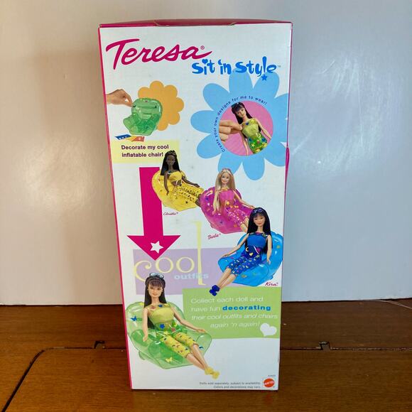 Vintage 90s Mattel Sit-in-Style Teresa Barbie w/Blow-Up Chair #23423 (1999) NRFB - Picture 2 of 3